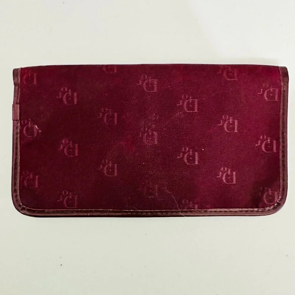 CHRISTIAN DIOR MONOGRAM JACQUARD AND LEATHER BIFOLD CHECKBOOK TRAVEL WALLET